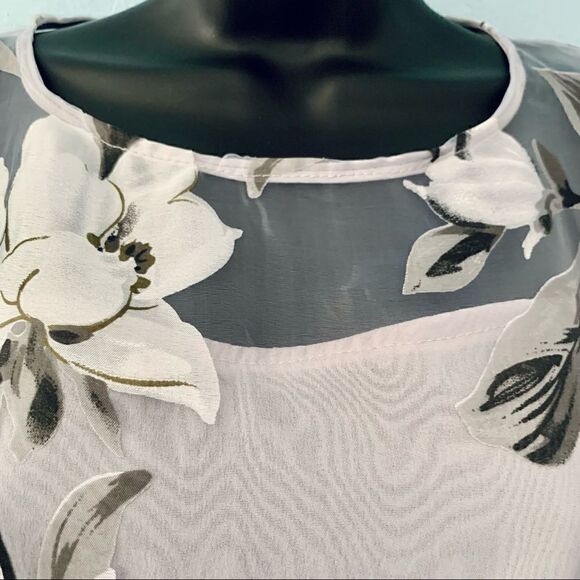 Gray Floral Organza A-Line Dress Size XL - Picture 4 of 11